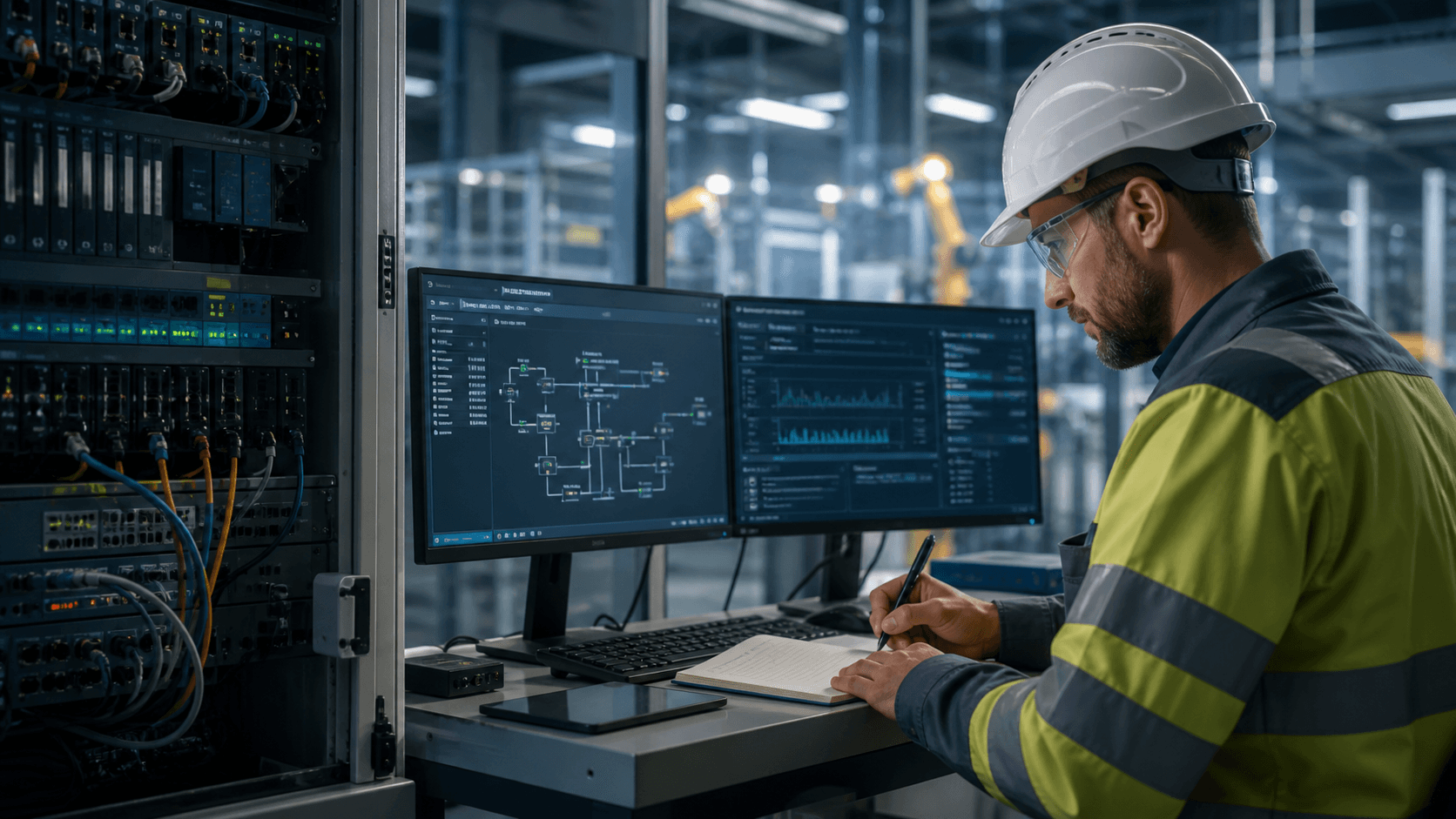 Engineer planning a controlled OT maintenance update