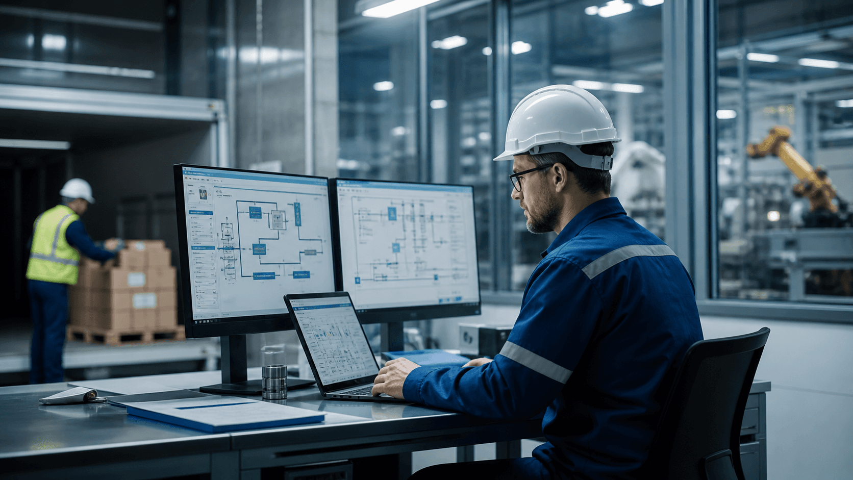 Engineer reviewing secure industrial supply-chain and vendor-access controls